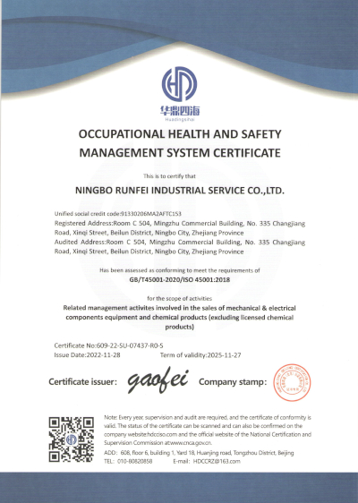 Occupational Health and Safety Management System Certificate